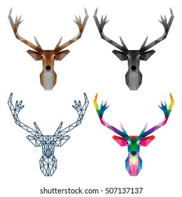 POLYGONAL TRIANGLE REINDEER HEAD POLYGON LOGO ICON TEMPLATEE