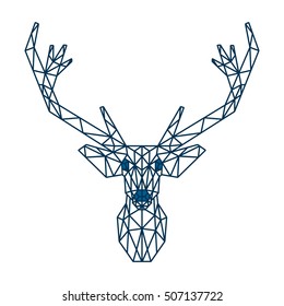 POLYGONAL TRIANGLE REINDEER HEAD POLYGON LINE LOGO ICON TEMPLATE