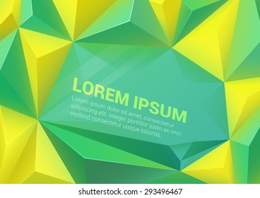 Polygonal triangle shapes green yellow vector abstract background mockup template with space for text. Polygons backgrounds collection.