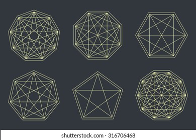 Polygonal triangles, hipster cosmic logo, space icon