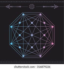 Polygonal triangles, hipster cosmic logo, space icon