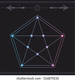 Polygonal triangles, hipster cosmic logo, space icon
