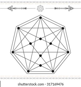 Polygonal triangles, hipster cosmic logo, space icon
