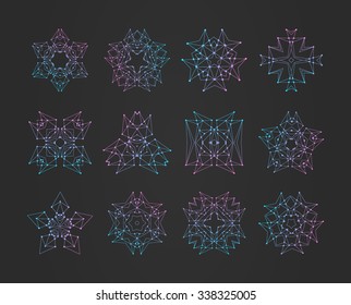 Polygonal triangles, hipster cosmic logo, space icon