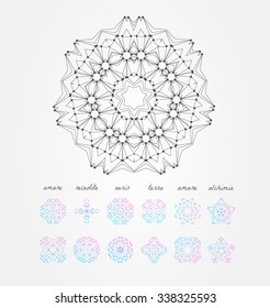Polygonal triangles, hipster cosmic logo, space icon