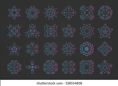 Polygonal triangles, hipster cosmic logo, space icon