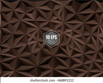 Polygonal triangular abstract 3D background chocolate color