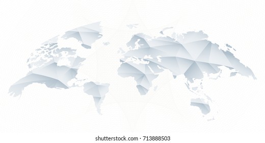 Polygonal triangular rounded vector World Map. Map in blue colour.