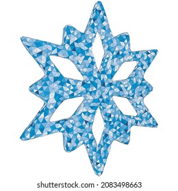 Polygonal triangular snowflake. Vector illustration