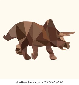 polygonal triceratops dinosaur colored vector