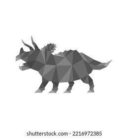 Ilustración vectorial del logo de dinosaurio de triceratops poligonal