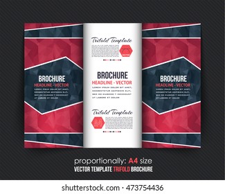 Polygonal Tri-Fold Brochure Design. Corporate Leaflet, Cover Template