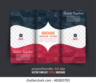 Polygonal Tri-Fold Brochure Design. Corporate Leaflet, Cover Template