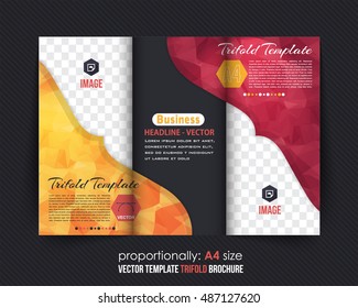 Polygonal Tri-Fold Brochure Design. Corporate Leaflet, Cover Template