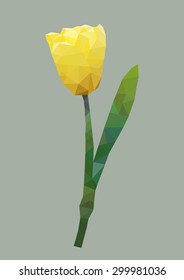 polygonal tulip, polygon flower isolated, vector illustration