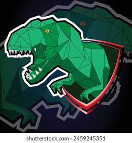 Polygonal Tyrannosaurus Rex Esport Logo. Prehistoric Animal head