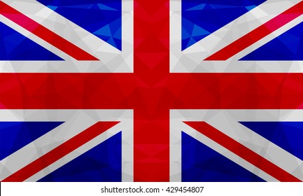 Polygonal UK Flag.Geometric flag of United Kingdom.Vector British Flag.