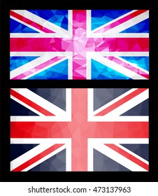 Polygonal UK flag.Geometric flag of United Kingdom. Vector illustration.