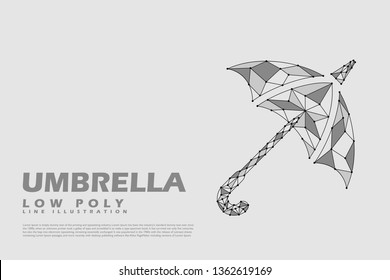 Polygonal Umbrella - Low poly line style illustration - black and white Light concept