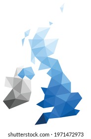 Polygonal United Kingdom vector world map on white background. Vector illustration.