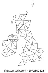 Polygonal United Kingdom vector world map on white background. Vector illustration.