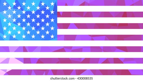 Polygonal USA flag.Geometric flag of United States.Vector American flag.