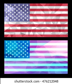 Polygonal USA flag.Geometric flag of United States.Vector illustration.