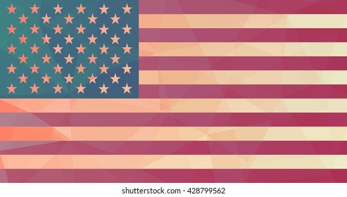 Polygonal USA flag.Vector American flag.
