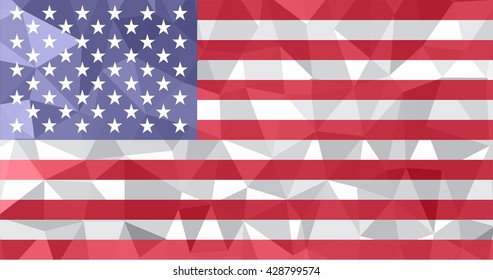 Polygonal USA flag.Vector American flag.