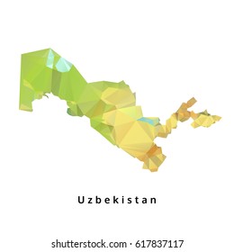 polygonal Uzbekistan map, polygon geometric green map, isolated vector