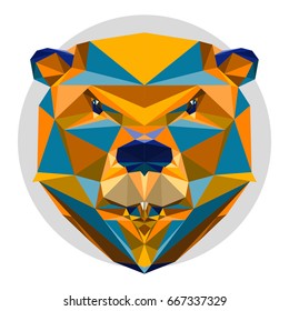 Polygonal Vancouver term. Polygonal animals of the Red Book. Modern colorful vector illustration