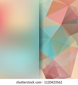 Polygonal vector background. Blur background. Can be used in cover design, book design, website background. Vector illustration. Pastel pink, green, brown colors.