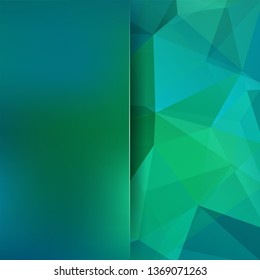 Polygonal vector background. Blur background. Can be used in cover design, book design, website background. Vector illustration. Green, blue colors.