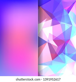 Polygonal vector background. Blur background. Can be used in cover design, book design, website background. Vector illustration. Pink, white, blue colors.