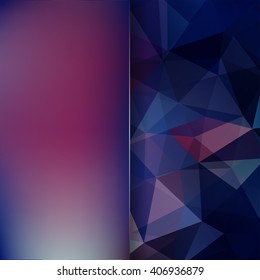 Polygonal vector background.  Blur background. Can be used in cover design, book design, website background. Vector illustration. Blue, black, purple colors. 