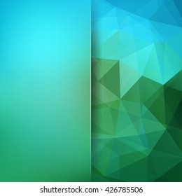Polygonal vector background.  Blur background. Can be used in cover design, book design, website background. Vector illustration. Green, blue colors. 