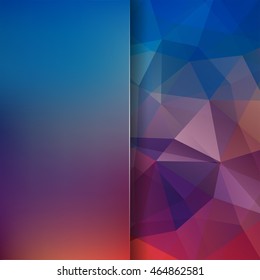 Polygonal vector background.  Blur background. Can be used in cover design, book design, website background. Vector illustration. Blue, purple colors. 
