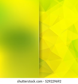 Polygonal vector background.  Blur background.  Can be used in cover design, book design, website background. Vector illustration. Yellow, green colors