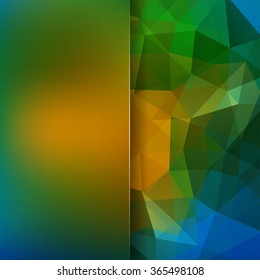 Polygonal vector background.  Blur background. green, beige, blue colors. Can be used in cover design, book design, website background. Vector illustration