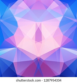 Polygonal vector background. Can be used in cover design, book design, website background. Vector illustration. Blue, pink colors.