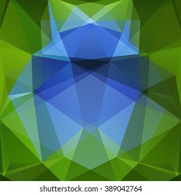 Polygonal vector background.  Can be used in cover design, book design, website background. Vector illustration. Green, blue colors. 