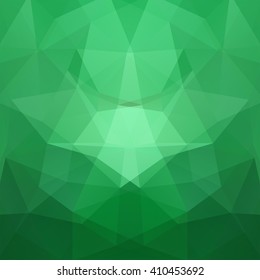 Polygonal vector background.  Can be used in cover design, book design, website background. Vector illustration. Green color. 