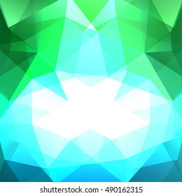 Polygonal vector background.  Can be used in cover design, book design, website background. Vector illustration. Green, blue colors