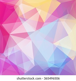 Polygonal vector background. Pink, yellow, blue, white color. Can be used in cover design, book design, website background. Vector illustration