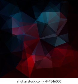 Polygonal vector background. Red, blue, black colors. 