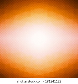 Polygonal vector background with vibrant color radial gradient. Abstract bright orange-brown blurred mosaic wallpaper with triangle shapes for banner design template