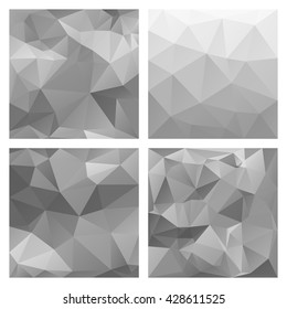 Polygonal vector backgrounds. Set of colored vector patterns in geometric style. Can be used for covers, brochures, digital wallpapers and flyer backgrounds.