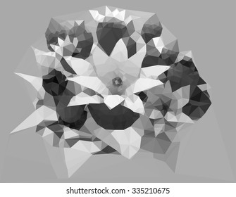 Polygonal vector black and white flowers
