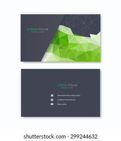 Polygonal vector business card. Vector template. Technology, business, science theme etc.