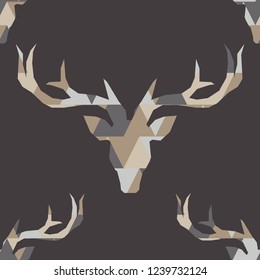 Polygonal vector Deer head. Seamless background. Graphic element for design. Can be used for wallpaper, textile, invitation card, wrapping, web page background.